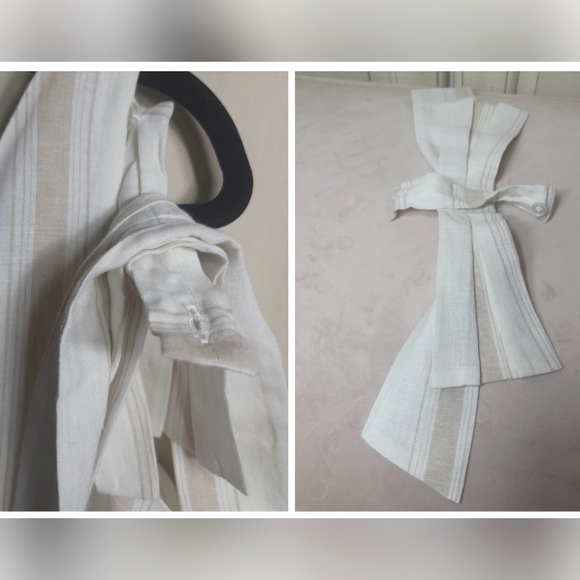 NWT Alex Marie Elena Stripe Linen Blend Neutral Sleeveless Bow Shift Dress *sz S - Picture 6 of 16